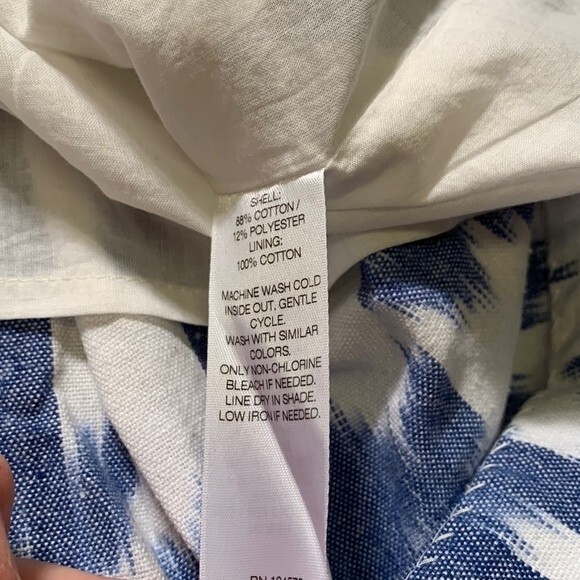 Vineyard Vines Blue White Ikat Tie Dye Print Pleated Short Skirt Size 4 - Picture 6 of 9